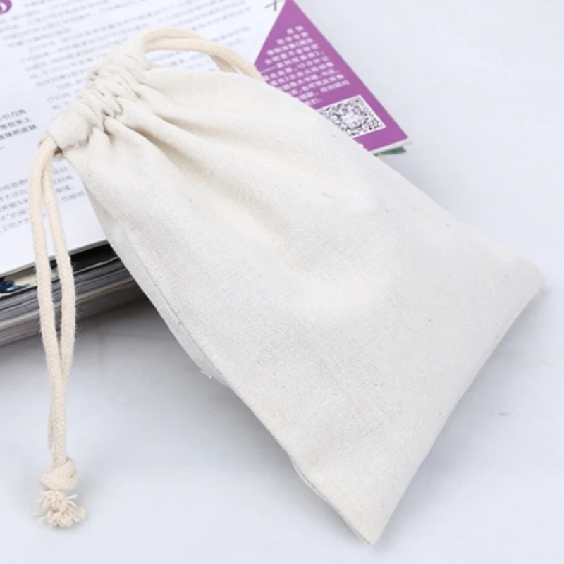 

100pcs High Quality Canvas Cheap Drawstring Bags 8*12cm Customized Jewelry Wholesale Gift Pouch Storage