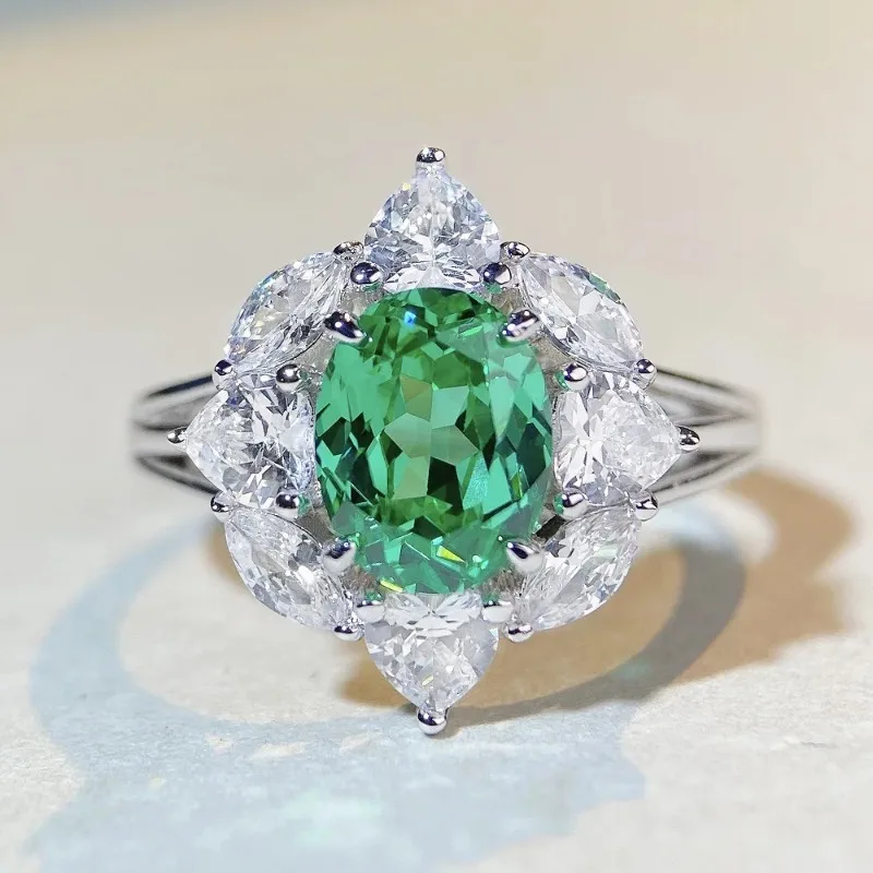Elnar Jewelry Luxury Solid Platinum PT950 Women's green Pink 3 karat Diamond Ring Pink Cute All-match Ins Style Full Diamond Pig