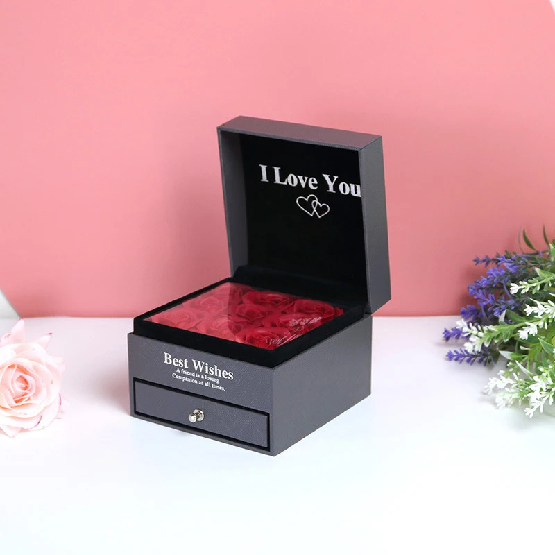 Elegant Heart Zircon Pendant Necklace With Luxury Rose Flower Gift Box For Women Wedding Gift 2024 New In Romantic Jewelry