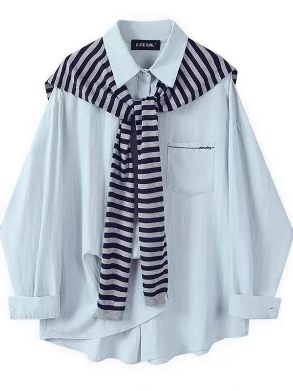 

Женская рубашка больших размеров в полоску, повседневная, свободного кроя, дышащая, с длинным рукавом, на пуговицах, из смесового хлопка и полиэстера