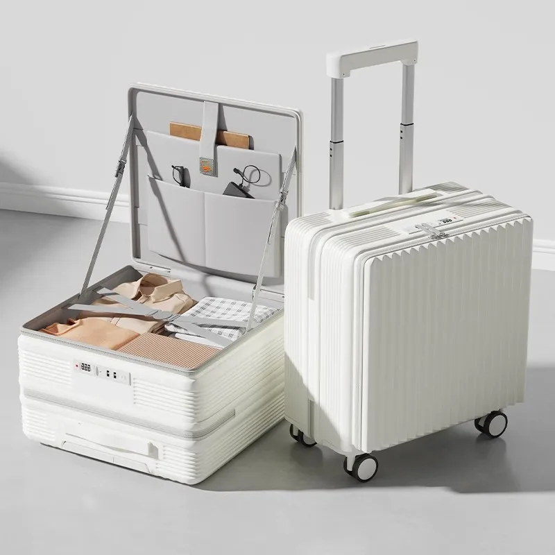 

18 inch New Suitcase Multifunctional Side Opening Luggage Large Capacity Trolley Case 20-inch Combination Lock Travel Suitcase