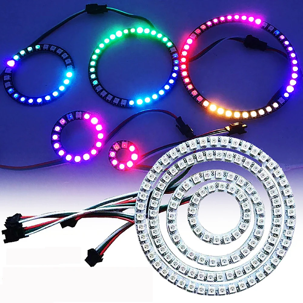 WS2812b Led ring Addressable 8/16/24/35/45Leds 5050 RGB Led Diode Ring Color IC Built-in LED