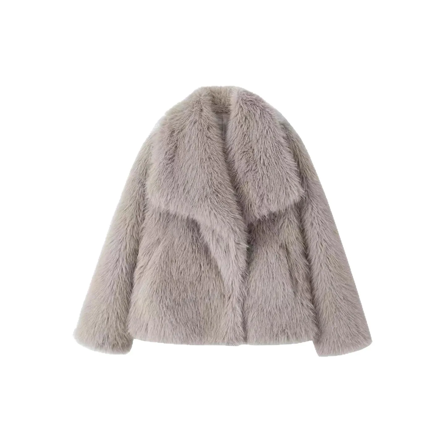 Schwarze Lammwolljacke für Damen, 2024, neuer Winter-Kunstpelzmantel, warm, übergroßer Reißverschluss, lässige Oberbekleidung, Übergröße, modisch