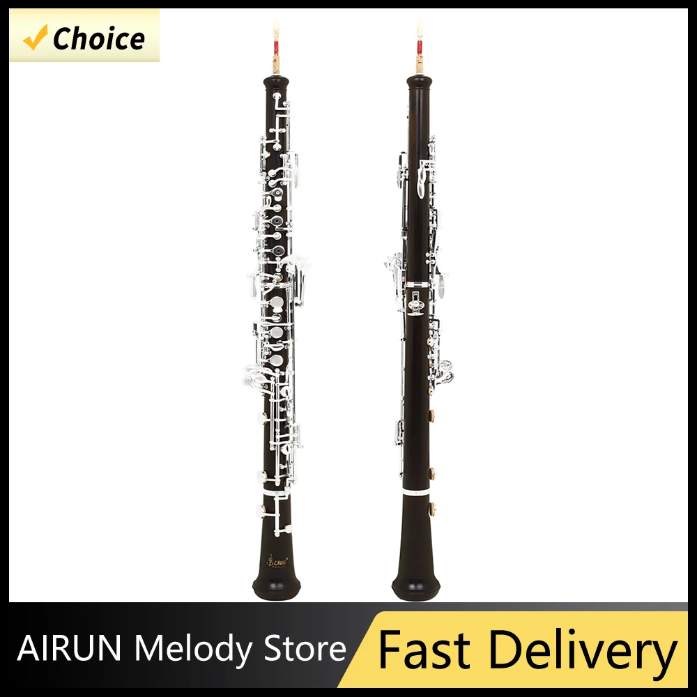 SLADE Oboe negro de 22 teclas con llave C, oboe de ébano chapado en plata totalmente automático con estuche de instrumentos adecuado para practicar y rendimiento