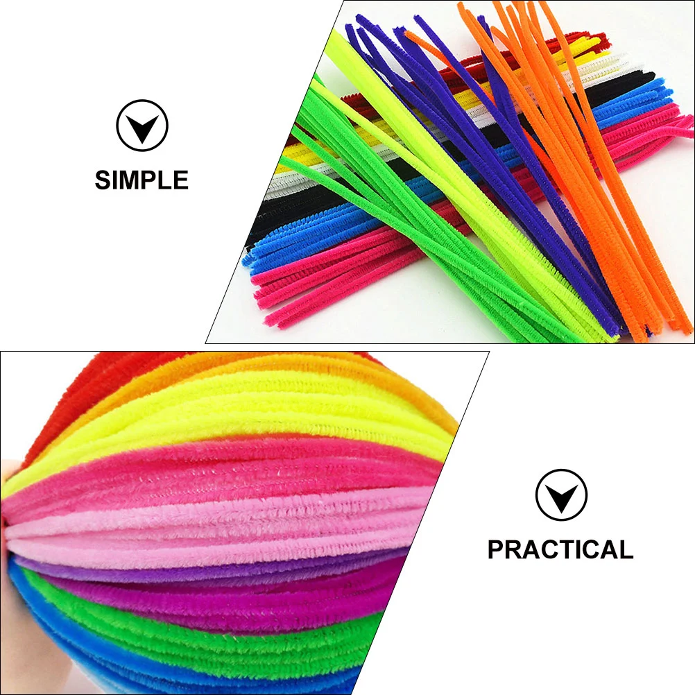 300 Pcs Bulk Crafts Color Twist Stick DIY Twisted Pipe Cleaners Tinsel Velvet Supplies