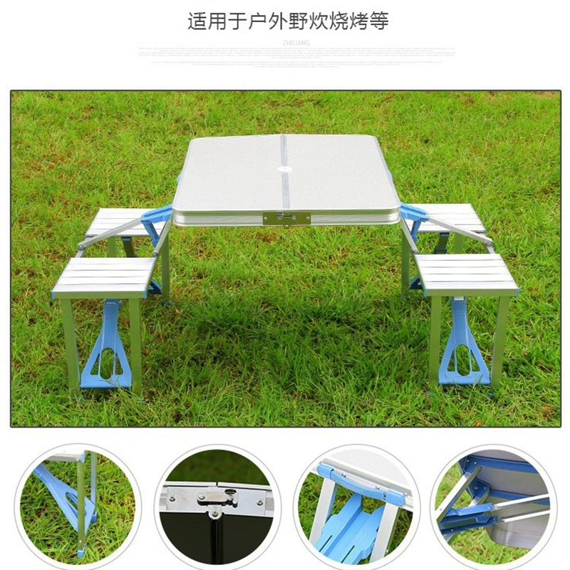Portable Aluminum Alloy Table Set (1 Table, 4 Chairs) – Outdoor Camping, Portable Folding Table, Portable Business Table