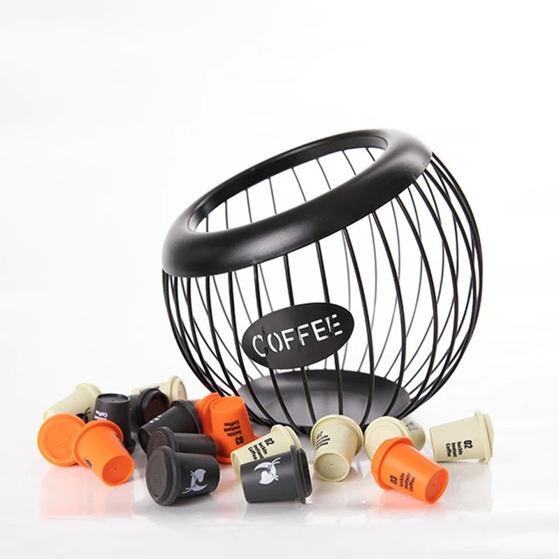 

1 шт., железный держатель для кофейных капсул, стеллаж для хранения фруктовых закусок, многофункциональная полая стойка для хранения капсул для кофе, подходит для домашнего кафе