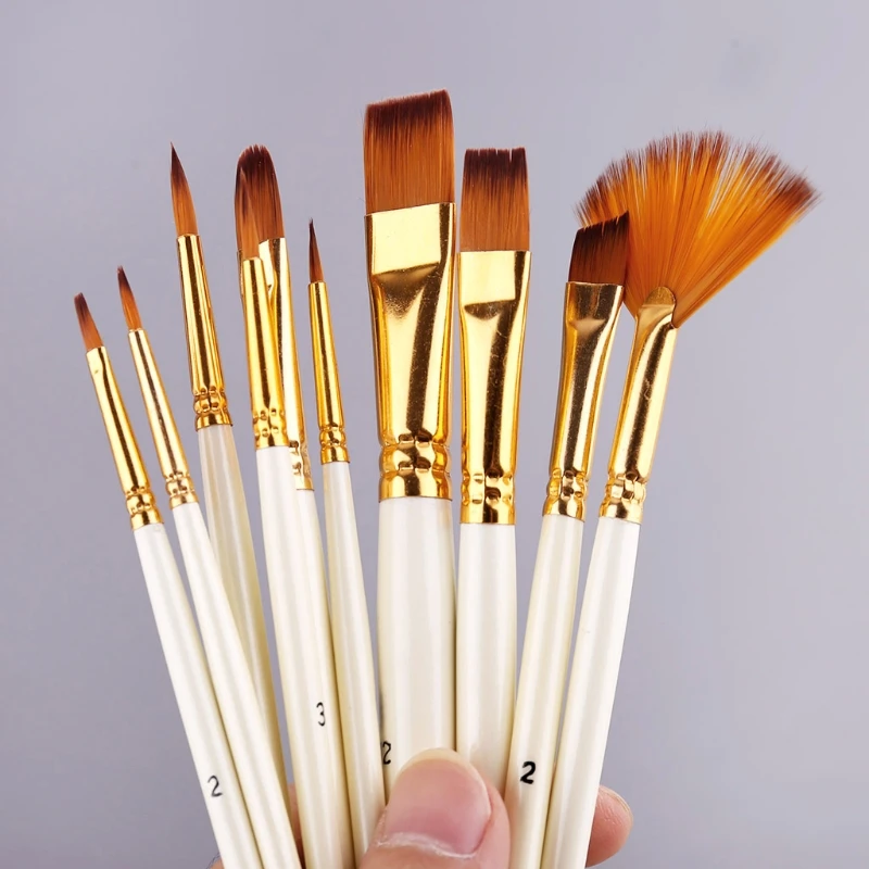 Watercolor Paint Brush 10pcs/set DIY Oil Acrylic Painting Art Picture Creating Tool for Home Bedroom Office Decor Create