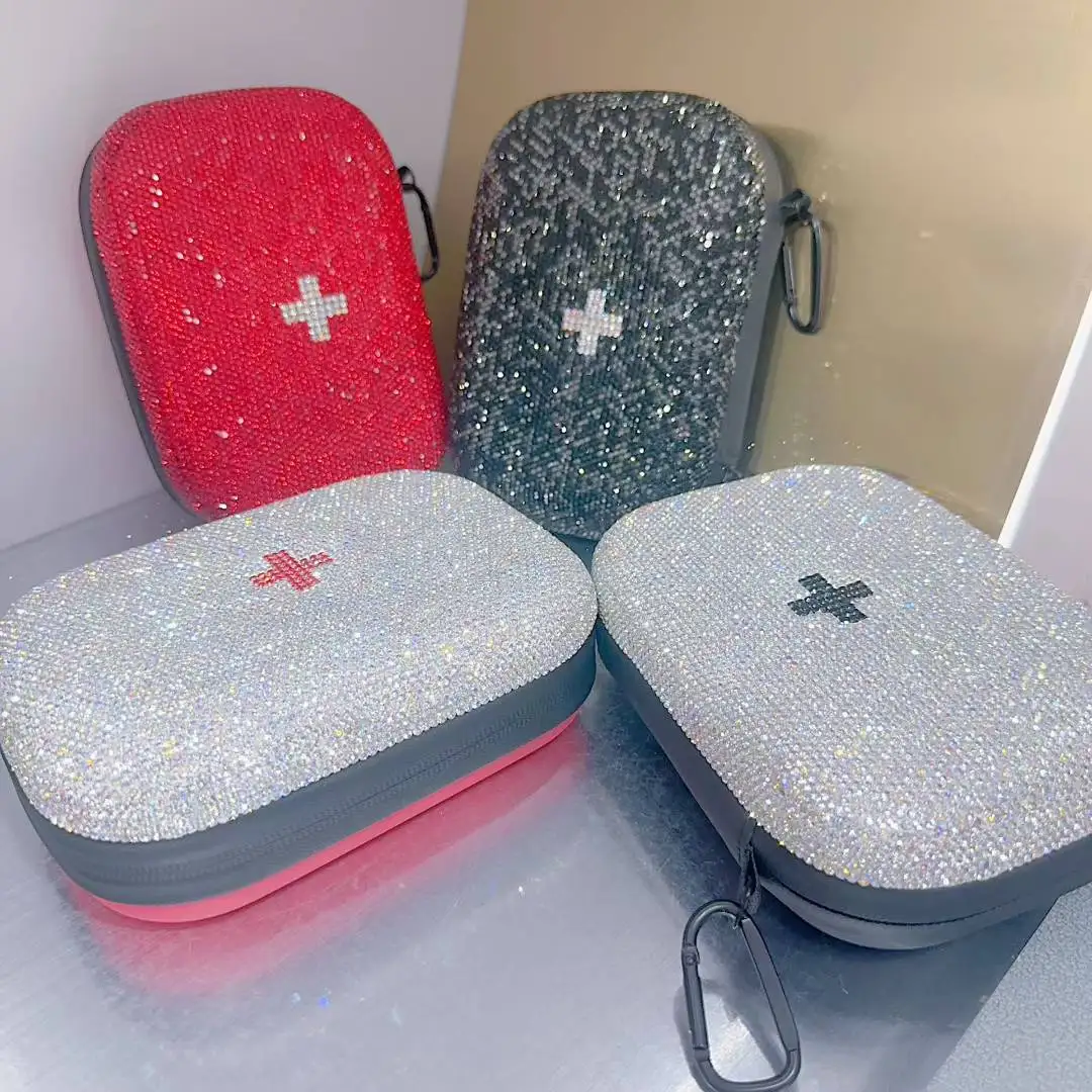 Bling Rhinestone Emergency Survival Kit Outdoor Travel Medical Bag Mini Car First Aid Kit Pouch Medicine Storage Bag With Buckle