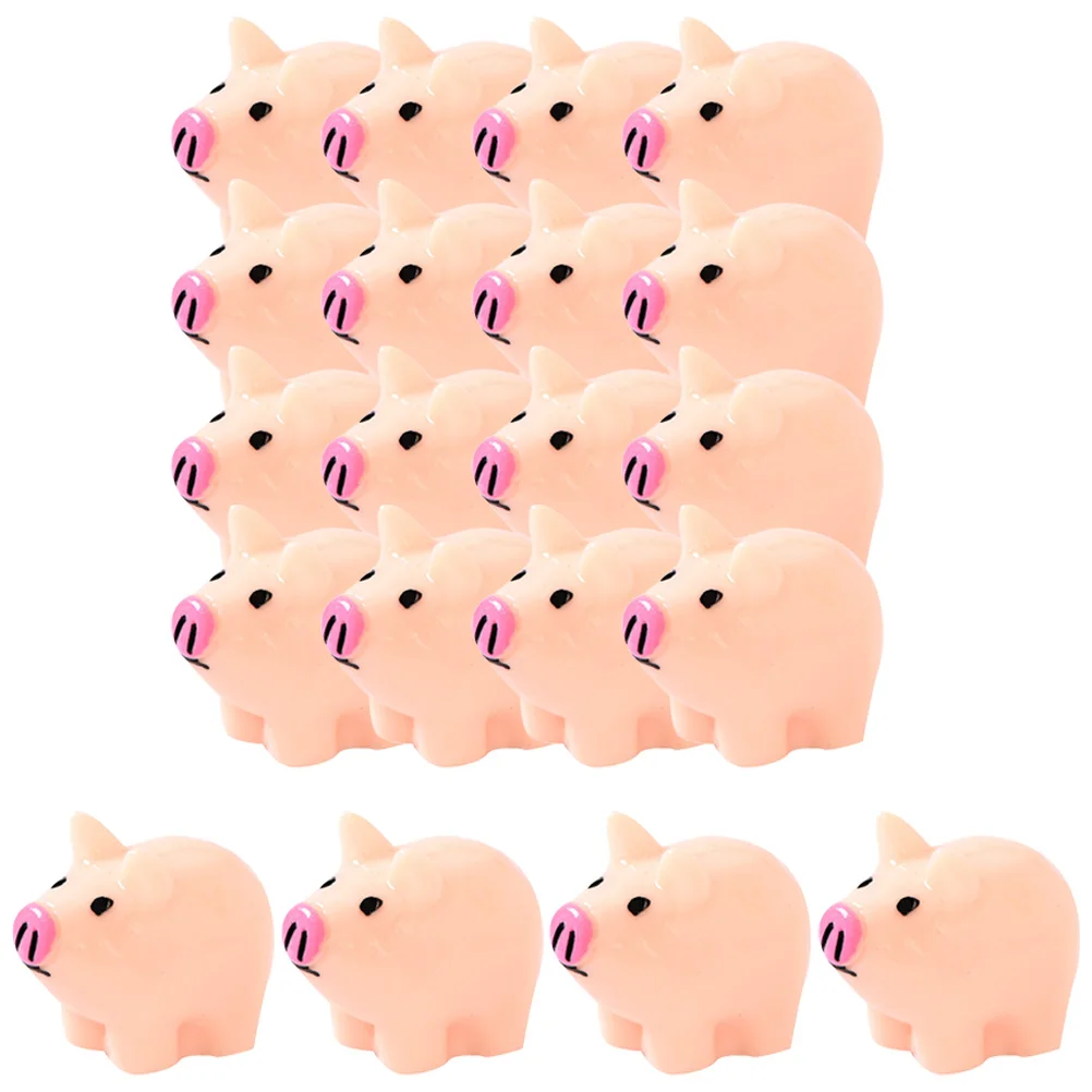 

20pcs Mini Resin Pig Figurines Diverse Color Detailed Craft Desk Car Yard Garden Decor Animal Model Statue Tiny Landscape