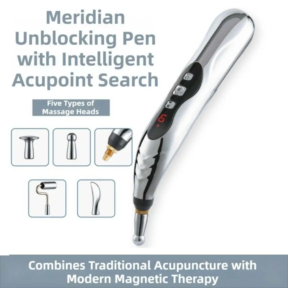 5 Heads Electronic Acupuncture Pen Acupuncture Safe Electric Massage Pen Meridian Energy Portable Acupuncture Point Pen Arm