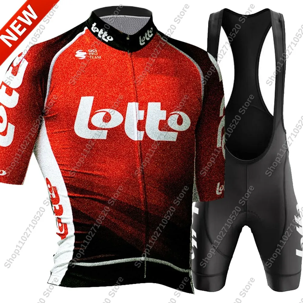 2025 Lotto Team Cycling Jersey Set Summer Cycling Clothing Men's Kit Road Bike Shirts Suit Bicycle Bib Shorts MTB Uniform