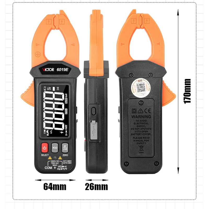 فيكتور المشبك الرقمي المتعدد التيار المتناوب/تيار مستمر الجهد الحالي ESR عالية الدقة أداة المقاومة السعة الرقمية المشبك متر #4
