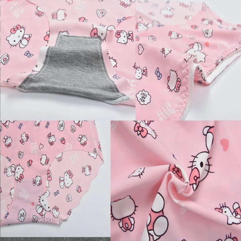 Sanrio Hello Kitty Silk Comfortable Panties Y2k Summer Breathable Briefs Lingerie Women Kawaii Pink Anime Cute Underwear Female