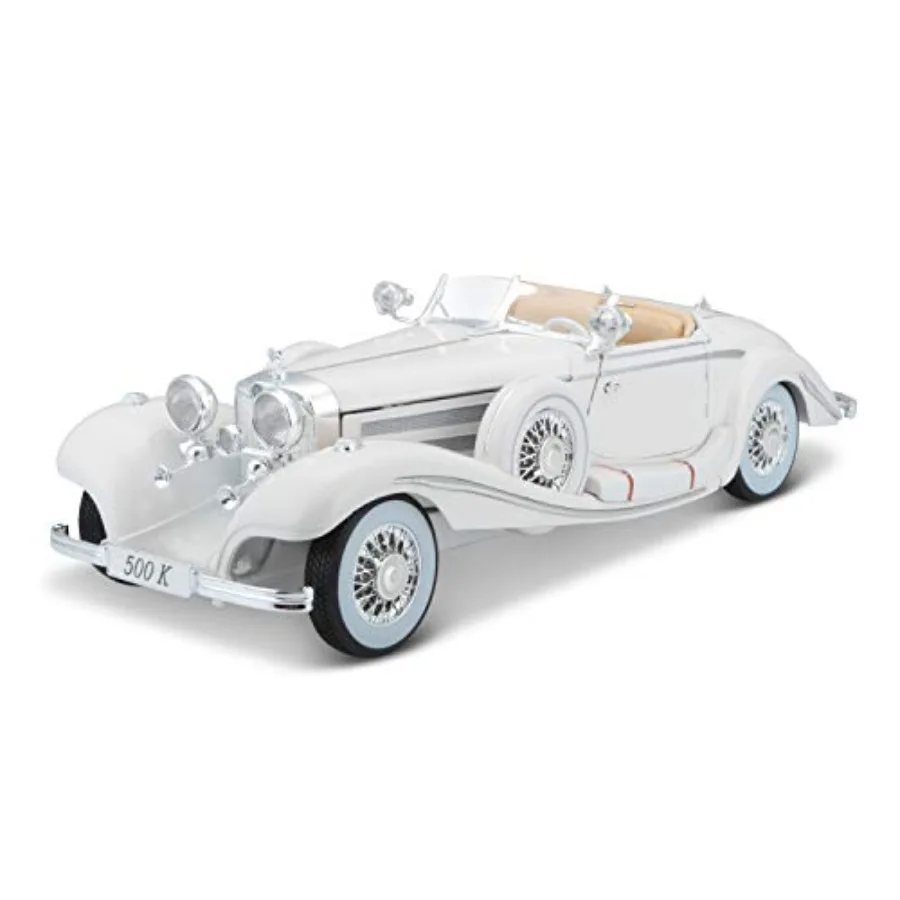 

1936 Mercedes Benz 500 K Special Roadster for display white metal alloy diecast premium finish collectible scale model