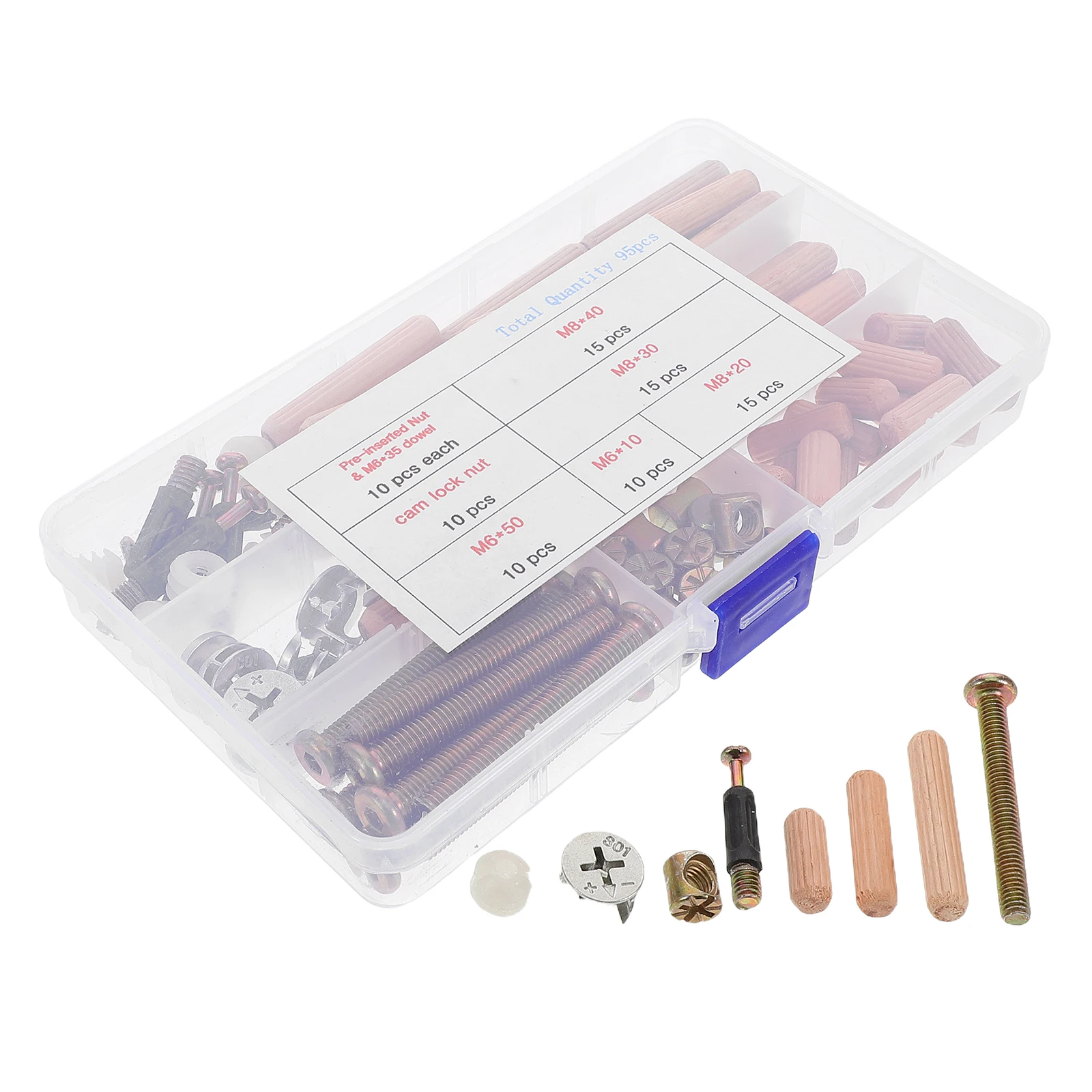 95 Uds. Tornillos y pernos para muebles, tuercas, tornillos, piezas de litera, Kit de repuesto, conjunto de herrajes para cama de cuna, solución de pernos para cama
