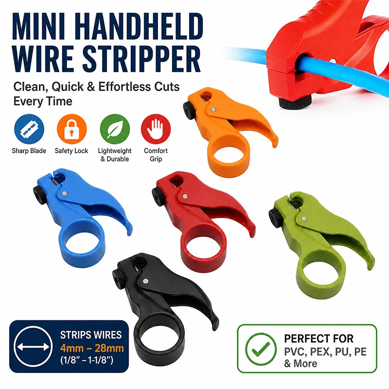 Mini Handheld Cable Stripper Adjustable Blade for Cat5e Cat6 Cat7 Cat8 Ethernet Cable One-Hand Operation 5 Colors