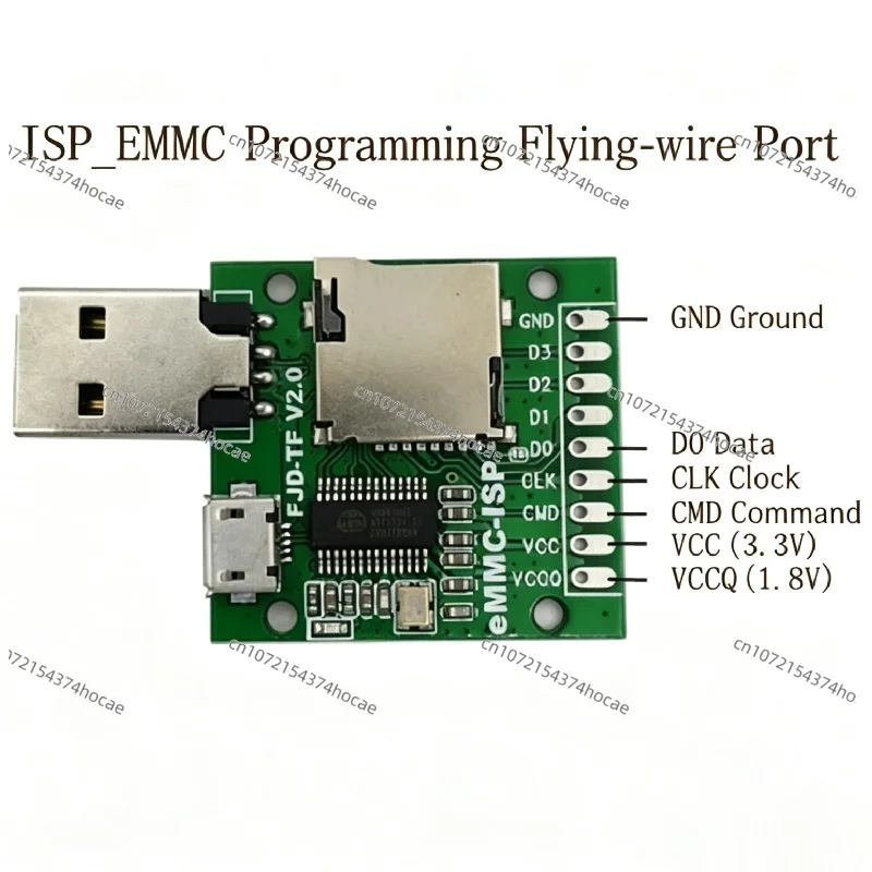 USB 2.0 AU6438BS Controller Card Reader, 3+1 Flying‑wire Design, with Mini Micro Interface, for Memory Card PC Connection