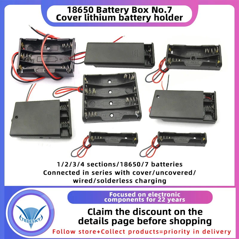 5PCS No.7 Battery Box 4.5V With Wire Cover 12V With Switch AAA Plastic Charging Compartment 3V Rechargeable Mobile Power DIY