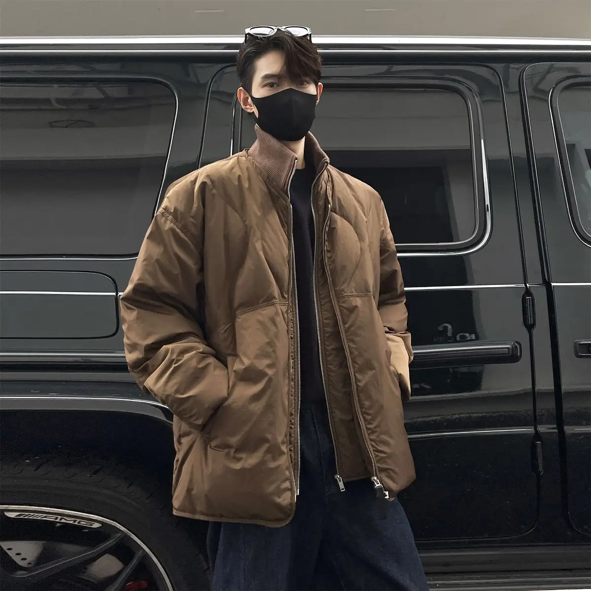 

American Sle plus Size Bread Coat Men's Winter 90 down Stand Collar Jaet Youth Casual Faion Thiened Nylon Fabric