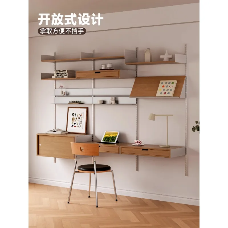 Vintage wall shelf Adjustable bookshelf Wall hanging display rack Living room baffle decorative display rack