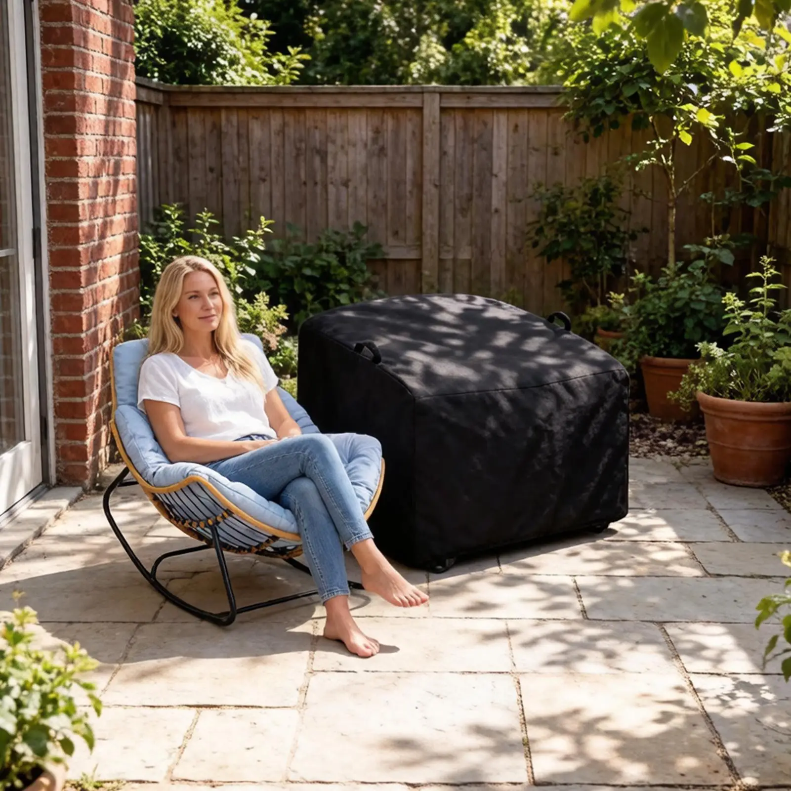 Rocking Chair Covers Waterproof Dust Sleeve Sunproof Windproof Patio Chair Cover For Rattan Lounger Yard Garden Home Nursery