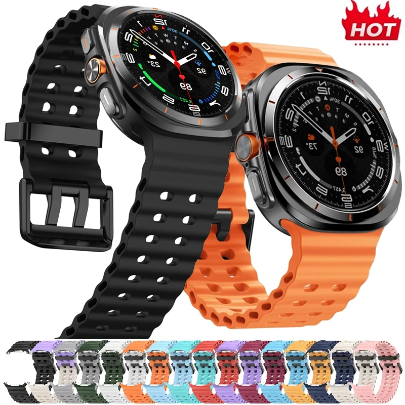 Marine Armband für Samsung Galaxy Watch Ultra 47mm Sport Silikonband Armband Samsung Galaxy Ultra 47mm Uhrenarmband Zubehör
