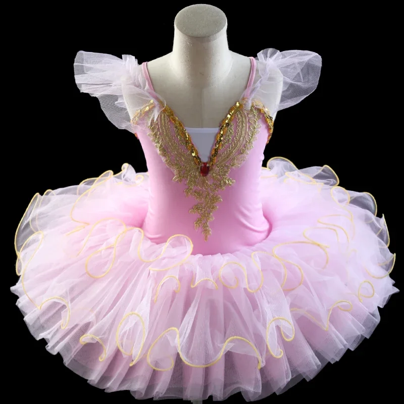 2025 Tutu di balletto professionale per ragazze Blu Rosa Piatto Pancake Tutu Ballerina Vestito da festa Donne adulte Bambino Costume di danza classica