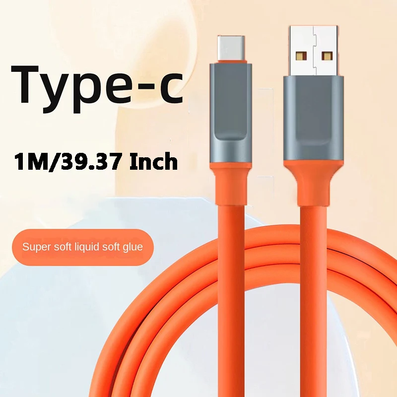 66W Super Fast Charge Type C Data Cable Transparent Quick Charge for Xiaomi Huawei Samsung