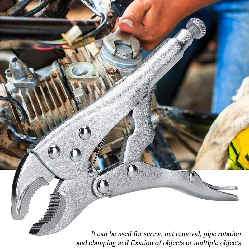 Locking Pliers 10 Inch Round Nose Adjustable Vice Grips Curved Jaw Welding Tool Nippers