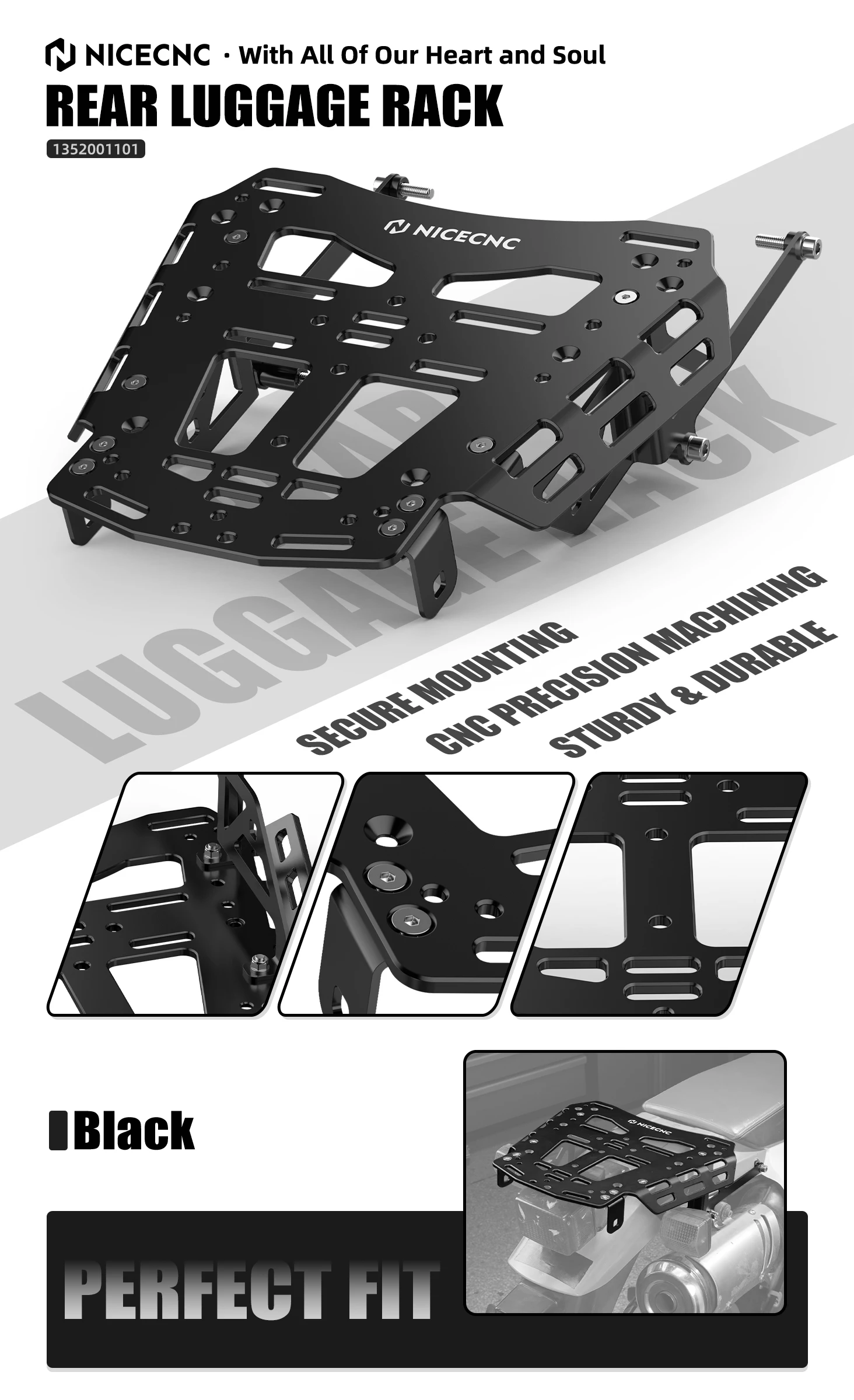Für Suzuki DR650 1996-2025 NICECNC Gepäckträger hinten für Suzuki DR650SE DR650S 2025 2024 2023 2022 2021 2020 2019 2018 2017 2016 – Detail 1
