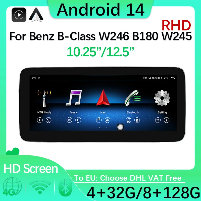 

Android 14 Navigation For Mercedes Benz B Class W245 W246 Right Car Radio Stereo Multimedia Car Video Player Bluetooth Screen