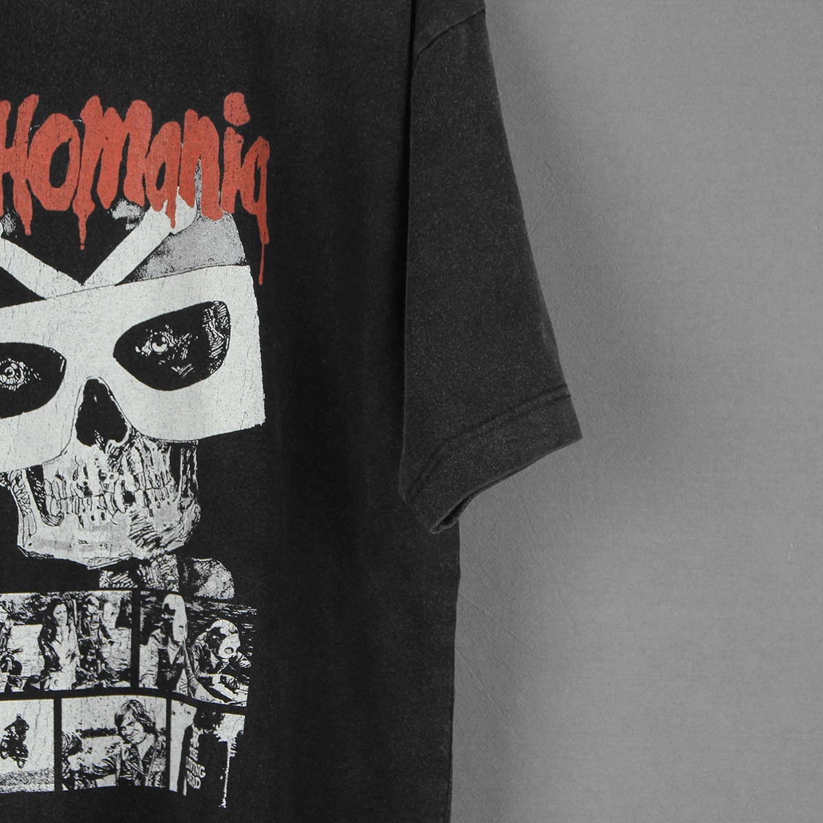 Psychomania T-Shirt  70S Movie The Death Wheelers Motorcycle Print Regular Soulder Black Washed Cotton Men Summer Tee