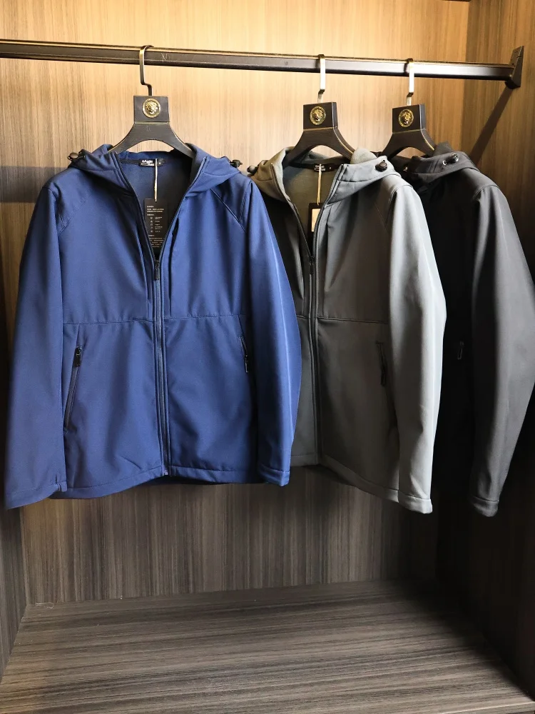 

Men's Outdoor Fce Lined Hooded Jaet High Densi Waterproof Soft ell Series Faionable Warm Winter Coat Stand Fit