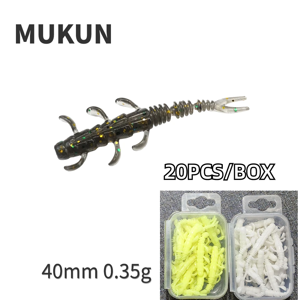 

20PCS TPE Mini Worm Soft Fishing Lures Jig Wobblers 0.35g/40mm Silicone Artificial Baits Bass Carp Pesca Fishing Tackle