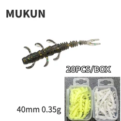 20PCS TPE Mini Worm Soft Fishing Lures Jig Wobblers 0.35g/40mm Silicone Artificial Baits Bass Carp Pesca Fishing Tackle
