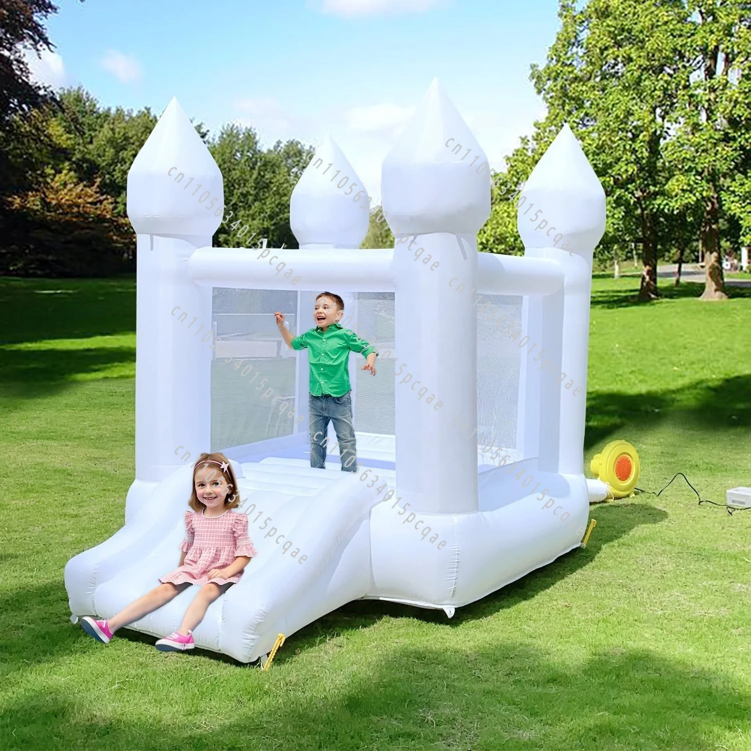 Beautiful Mini White Wedding Indoor Outdoor White Inflatable Castle Bounce House Children's Trampoline - view 2