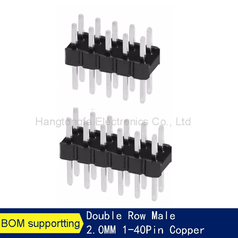 50PCS 2.00MM Single Row Straight Pin 1* 2P/3/4/5/6/7/8/10/12/20/40P Copper Pin Connector Double ROW FEMALE 2X2P 3P 6P-40PIN PIN
