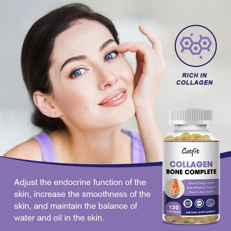 Catfit Collagen Capsule with Vitamin Calcium Magnesium Collagen Fixed Hair Bone Joints Immune Health Skincare Diet Supplement