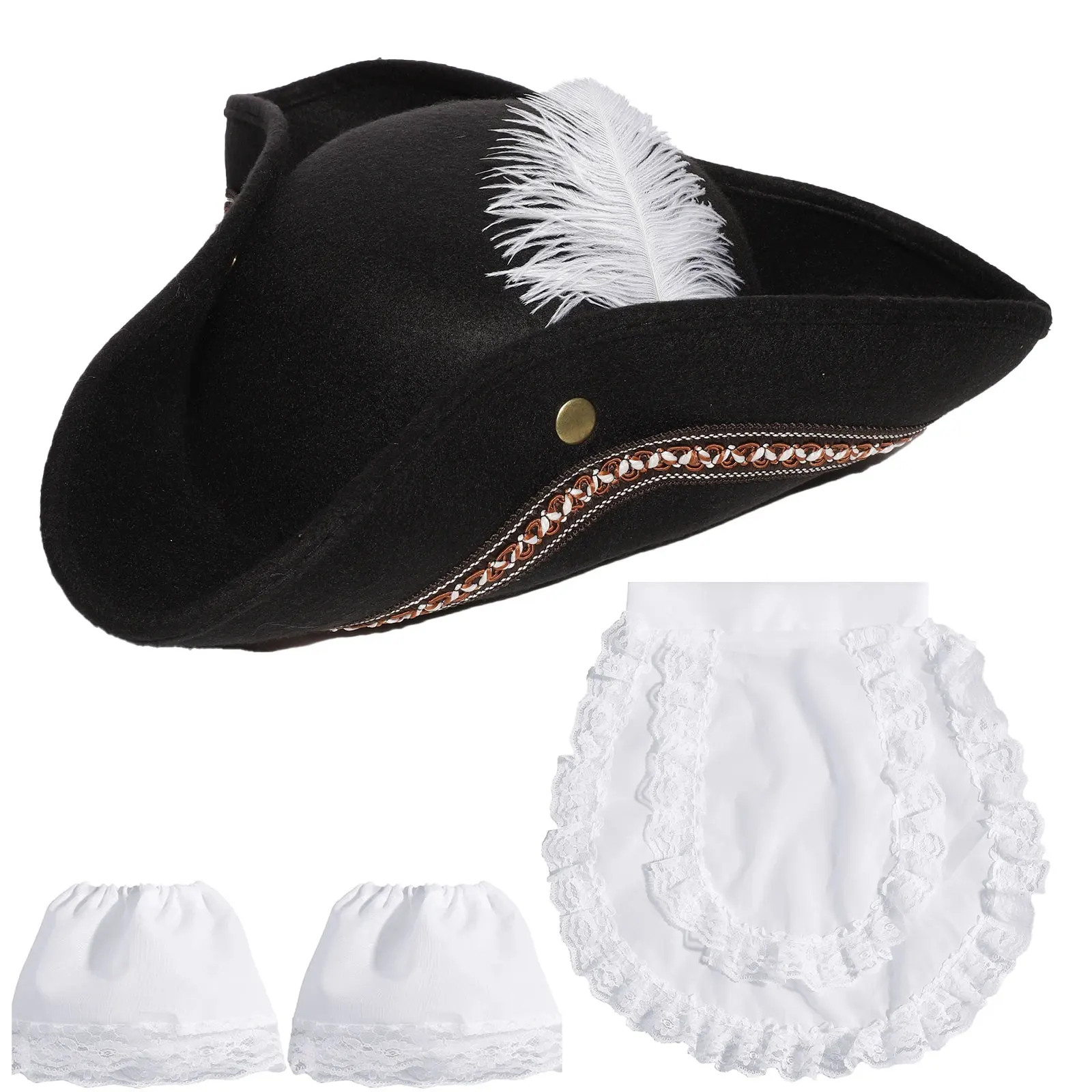 

Masquerade Men's Caribbeans Pirate Hat Halloween Cosplay Captain Hat Cap Jacks Sparrows Hat for Party Performance Decorations