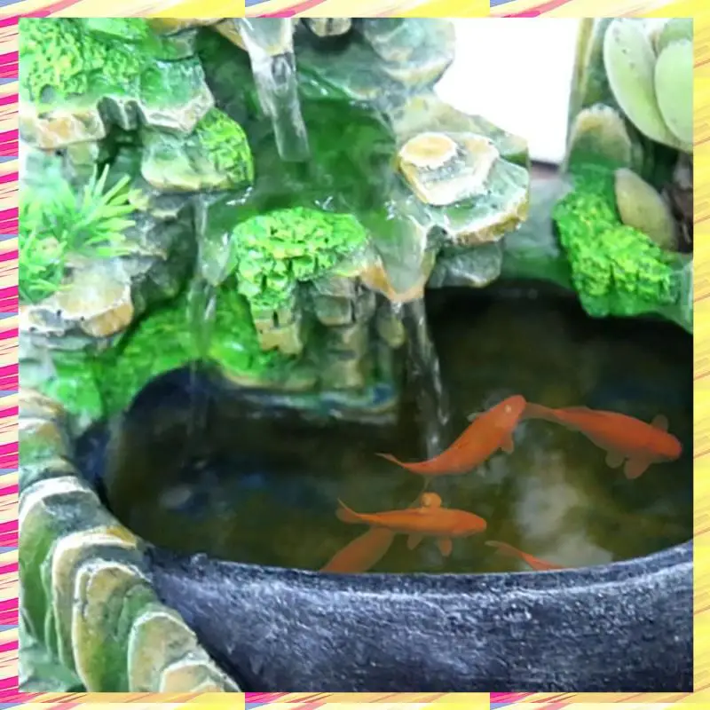 

ABJJ EU Plug,Indoor Simulation Resin Rockery Waterscape Feng Shui Water Fountain Home Desktop Decoration Crafts
