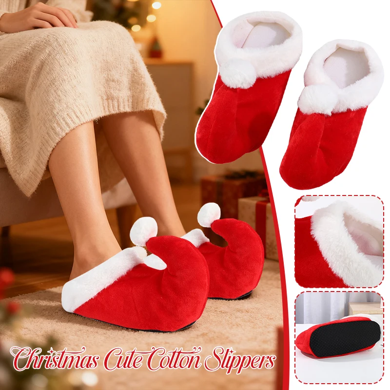 

Christmas Slippers Winter Plush House Shoes Christmas Decoration Slippers Cotton Slippers Santa Claus Elf Shoes Warm Slippers