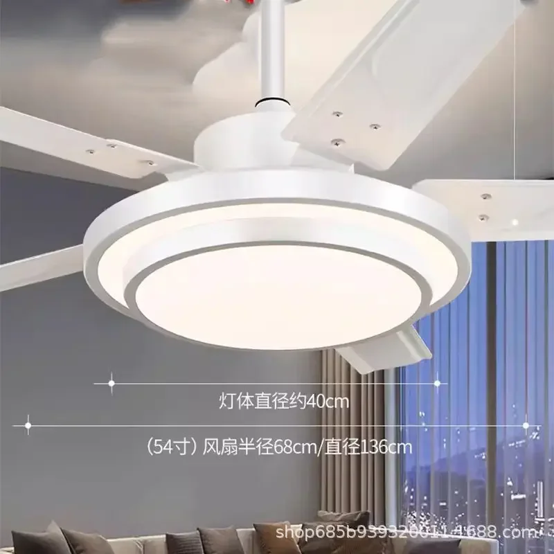 54 Inch Invisible Ceiling Fan Light LED Chandelier With Remote Control Frequency Conversion Voice Control 5 Blades For Living