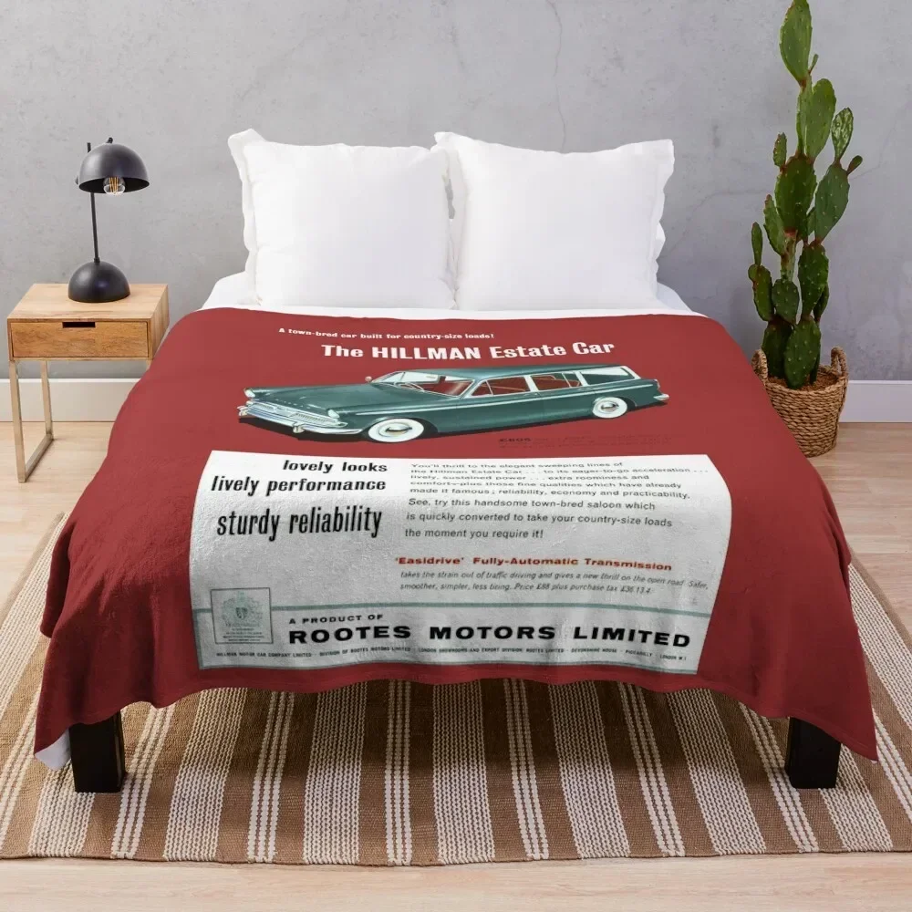 

1960 HILLMAN ESTATE CAR - ADVERT Throw Blanket Loose warm winter Hair Personalized Gift Blankets