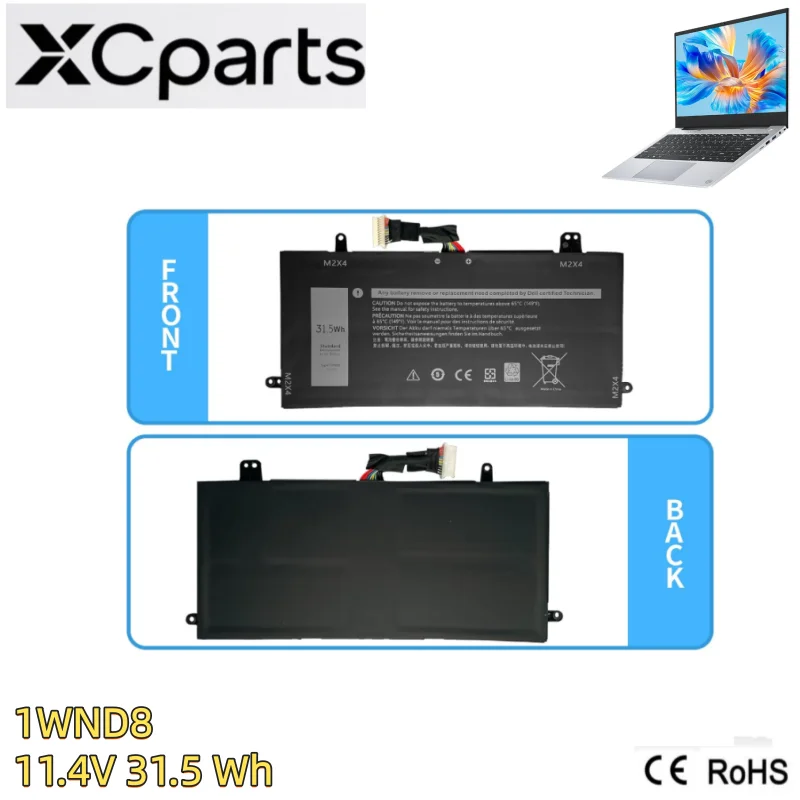 3Cell Xichen 11.4V 31.5Wh New Stock Laptop Battery 1WND8 for Dell Latitude 12 5285 5290 2-in-1 Notebook X16TW JT90P J0PGR 5JT8G