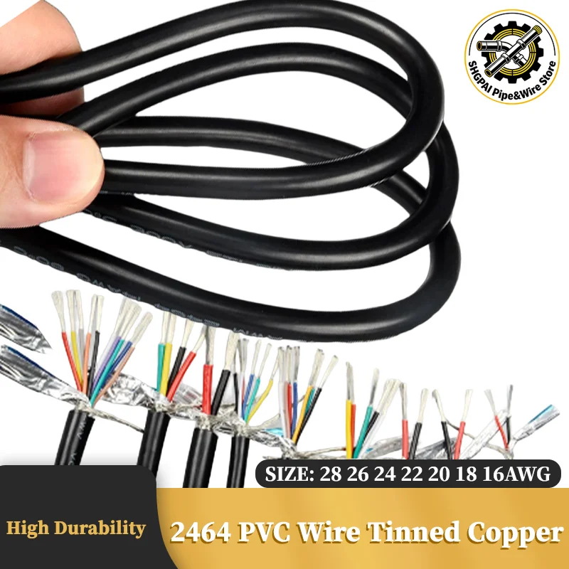 

28 26 24 22 20 18 16AWG Tinned Copper Signal Cable 2 3 4 5 6 7 8 10 Core Electronic Audio Wires 2/5/10M 2464 Sheathed Wire