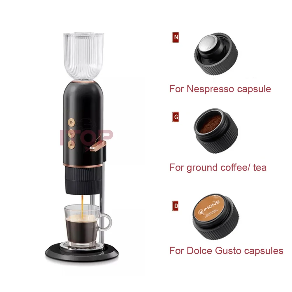 ITOP Mini 4-In-1 Quick Heating Espresso Coffee Machine 19 Bars for Ground Coffee, Nespresso Capsule, Dolce Gusto Capsule, Tea