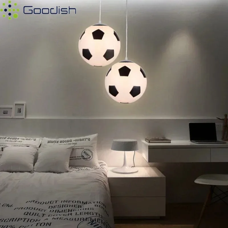 Nordic Vintage Children LED Pendant Lights Glass Basketball Plated Art Creative Lamps for Restaurant Home Decoration Chandeliers