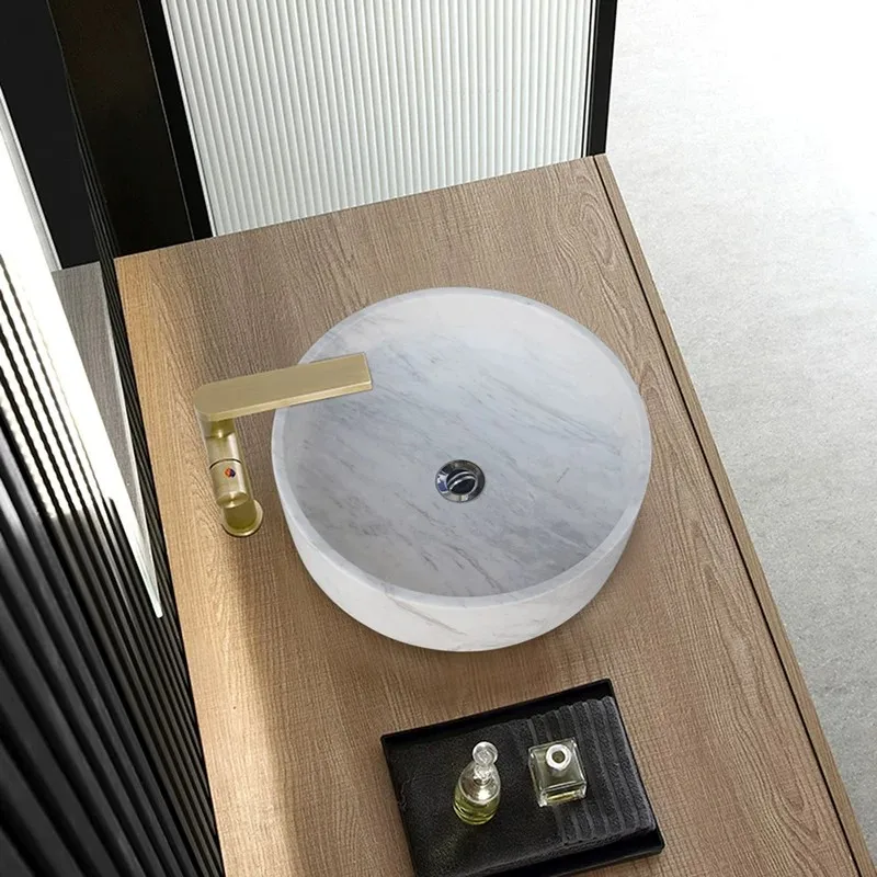 Luxury-Style Hotel Bathroom Facilities Marble Wash Basin Bathroom Art Decoration Barber Shop Hair Washing Basin Customization