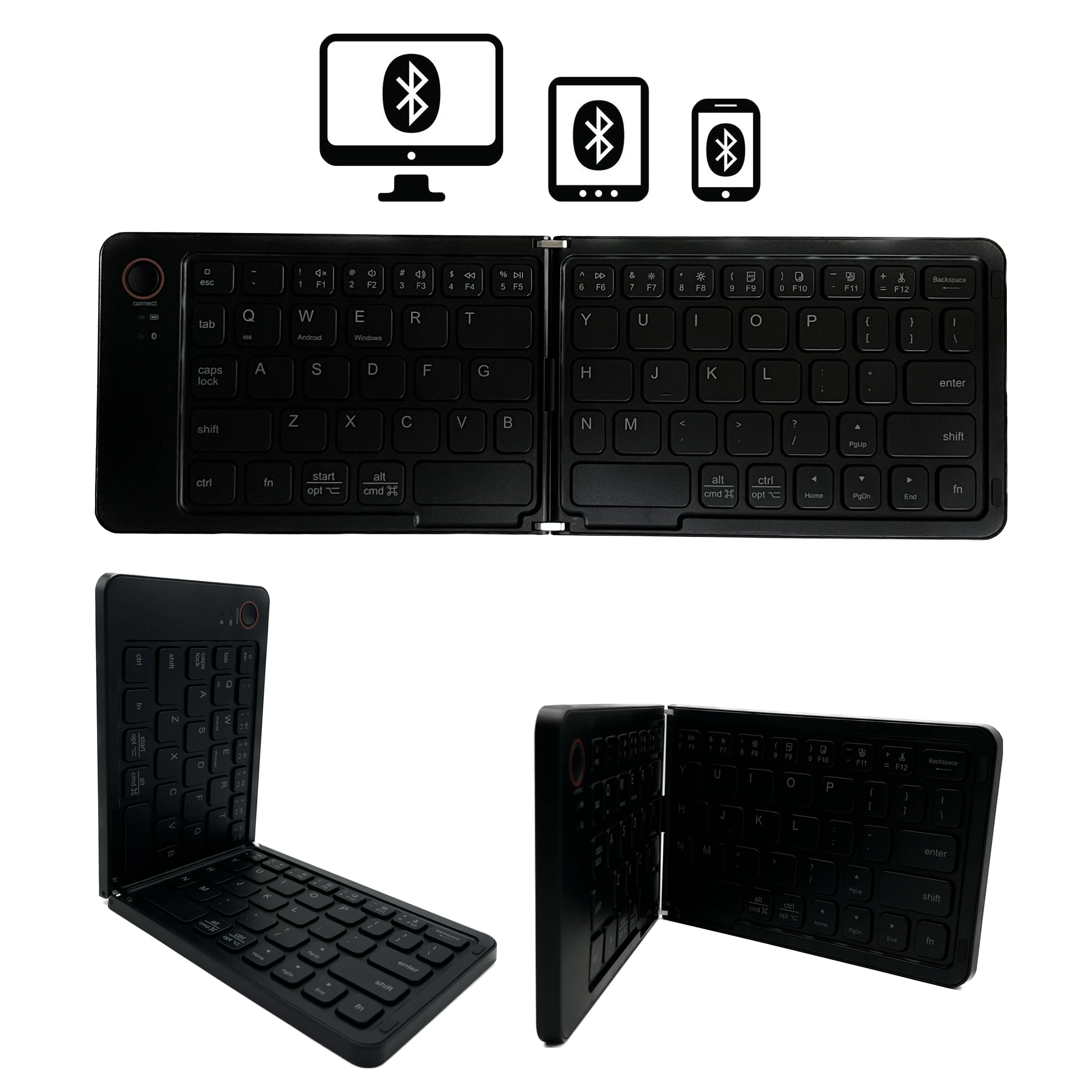 Korean\Russian languag Foldable Wireless Bluetooth Keyboard Rechargeable Folding Keyboard For IPAD Mobile Tablet Notebook Office
